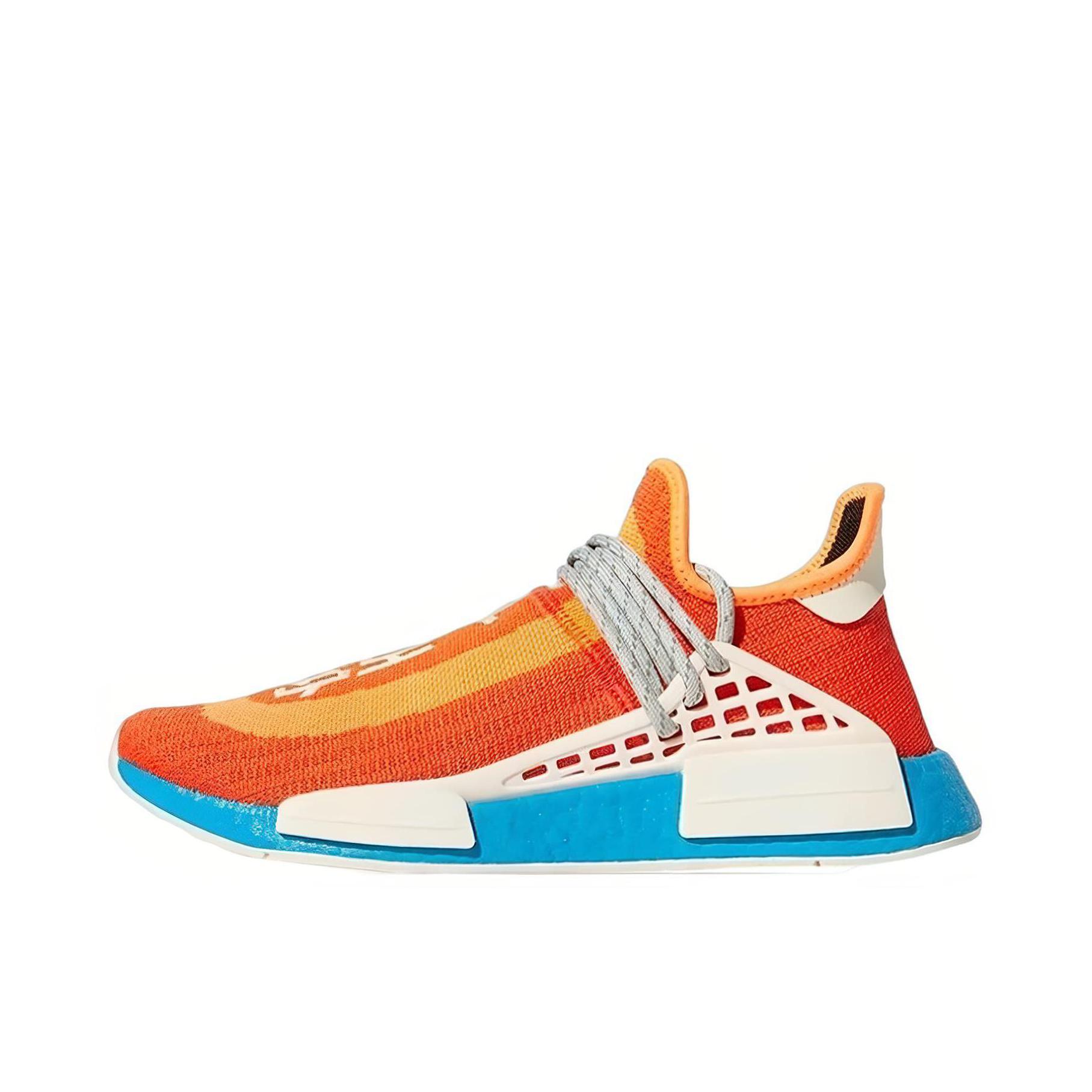 推荐商品：adidas Originals NMD Human Race 防滑耐磨 减震回弹 轻便透气 舒适百搭 织物 增高 运动休闲鞋 Extra Eye Pharrell Williams联名/橙色/米白/蓝色