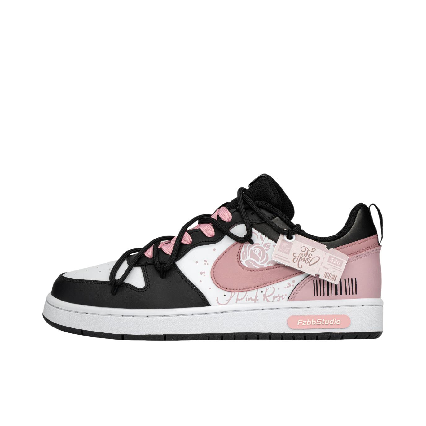 推荐商品：【定制球鞋】 Nike Court Borough 板鞋 防滑防水轻便减震手绘减龄做旧甜酷高街合成革甜妹包裹性复古婚鞋增高小白鞋薄底秋冬脏脏鞋 GS/玫瑰故事
