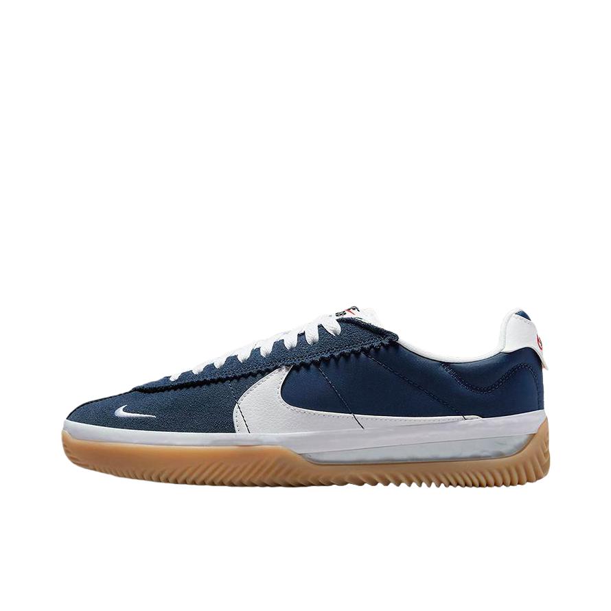 推荐商品：Nike BRSB 运动休闲鞋 潮流复古轻便透气缓震耐磨防滑织物翻毛皮 深海蓝/白色