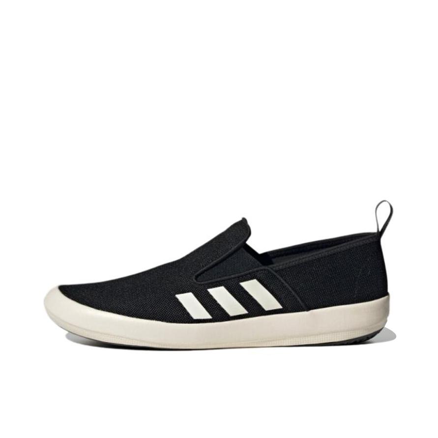 推荐商品：adidas Boat Slip-on DLX 耐磨透气 轻便防滑 一脚蹬 运动 溯溪鞋 网布织物 户外鞋 黑色/白色