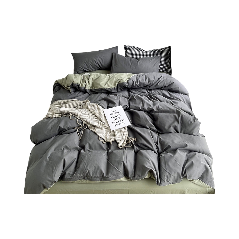 推荐商品：水彧卿 40S 日式ins风系列 纯色双拼仿水洗棉三件套学生宿舍被单枕套被套