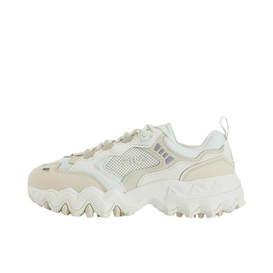 推荐商品：FILA/斐乐 Oakmont 3 欧客漫 经典百搭 复古 舒适厚底 防滑耐磨 网面 织物 老爹鞋 F12W332105F 女款/米色/微白