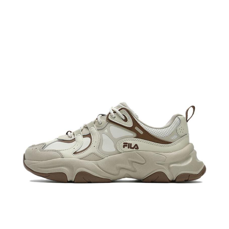 推荐商品：【张艺兴同款】FILA/斐乐 Mars 火星3 防滑耐磨 系带 舒适百搭 简约潮流 织物 合成革 网布 老爹鞋 女款/芦笋白/冻露黄