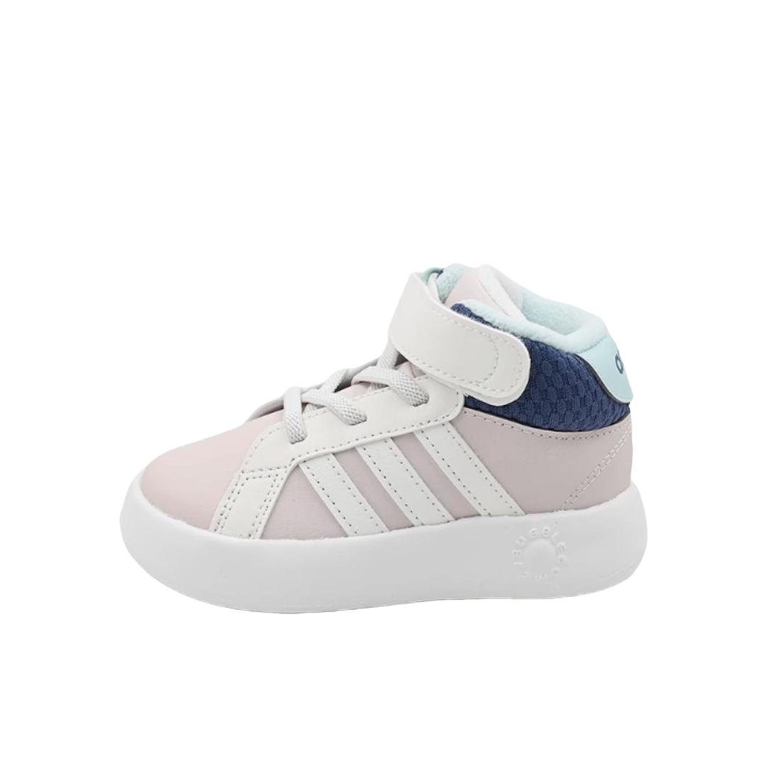 推荐商品：adidas GRAND COURT 减震 轻便 保暖 高帮 板鞋儿童 小童/粉色