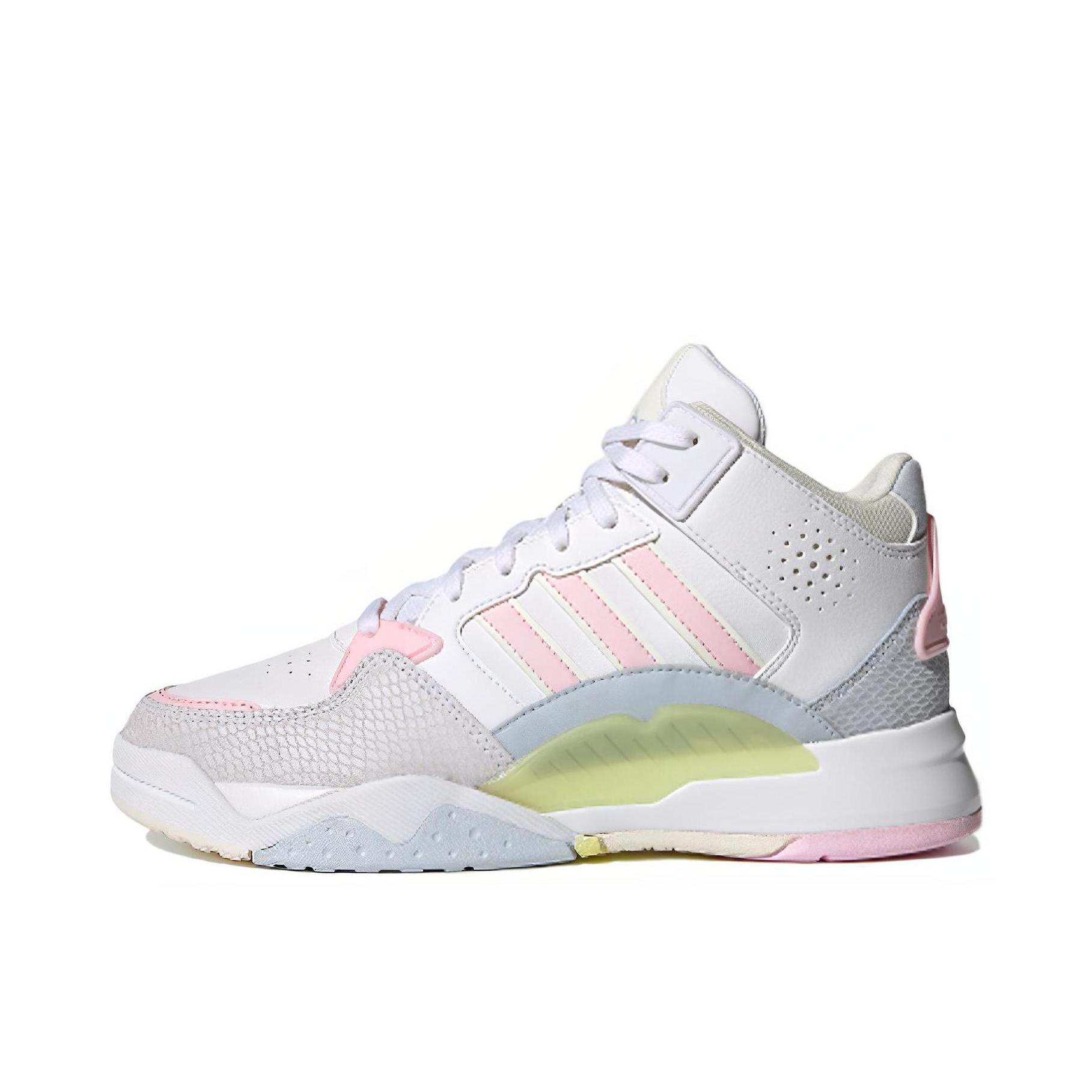推荐商品：adidas neo 5th Quarter 运动休闲鞋 耐磨防滑轻便透气复古时尚 白色/粉色/灰色