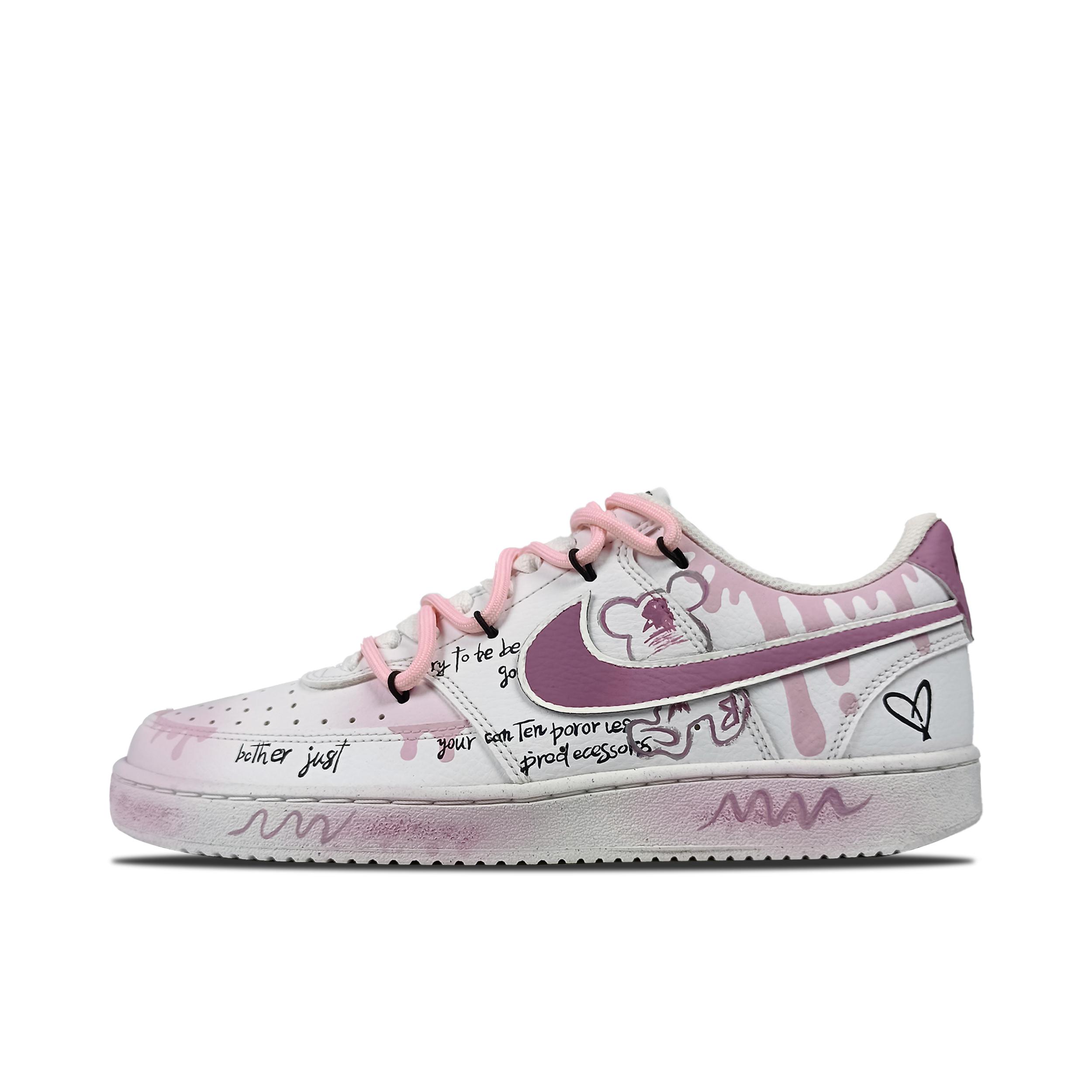 推荐商品：【定制球鞋】 Nike Court Vision 1 板鞋 防水美式简约防滑减震复古 粉星熊