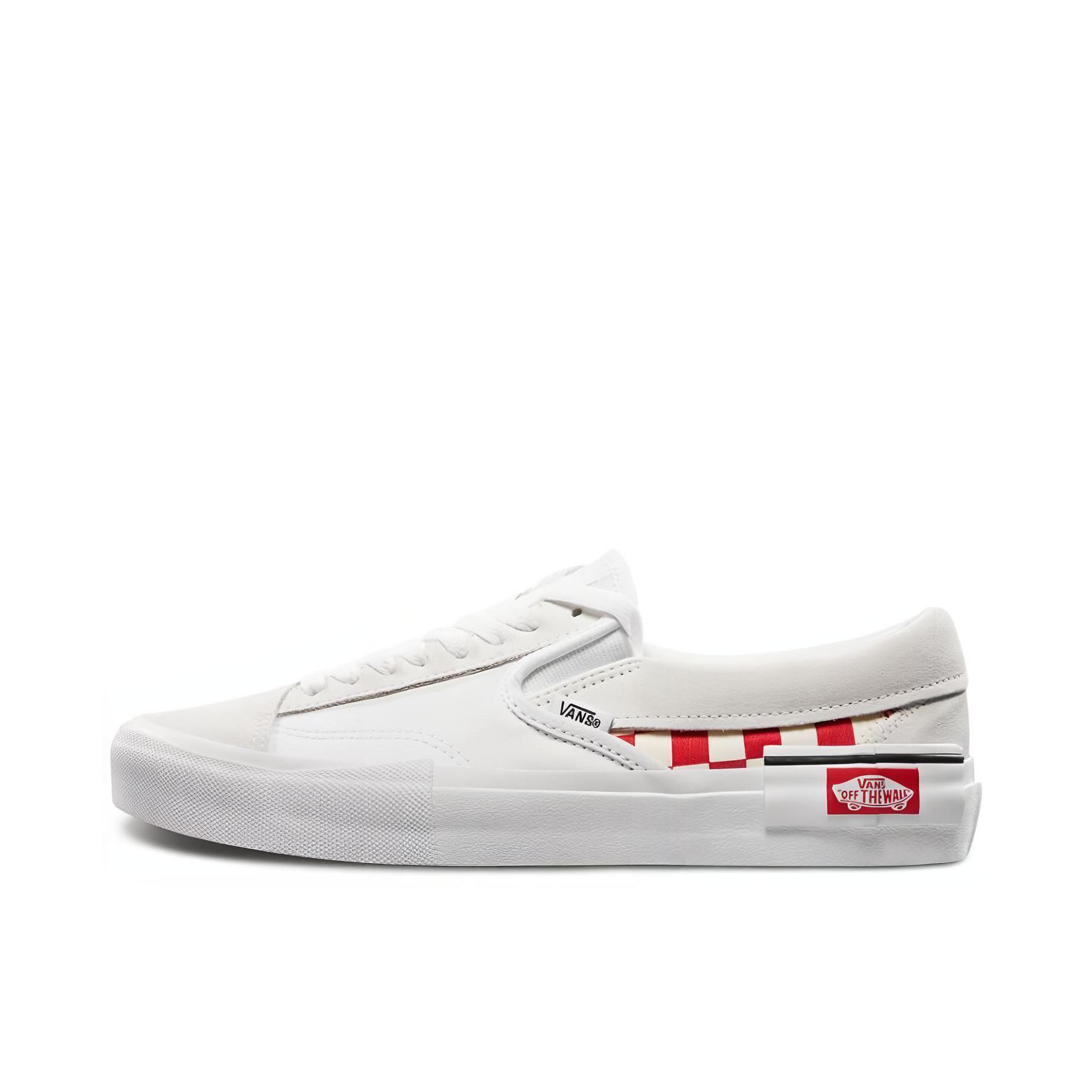 推荐商品：Vans/范斯 Classic Slip-on 防滑 简约 棋盘格 一脚蹬 百搭 休闲 帆布鞋 Black/Red 白红棋盘解构