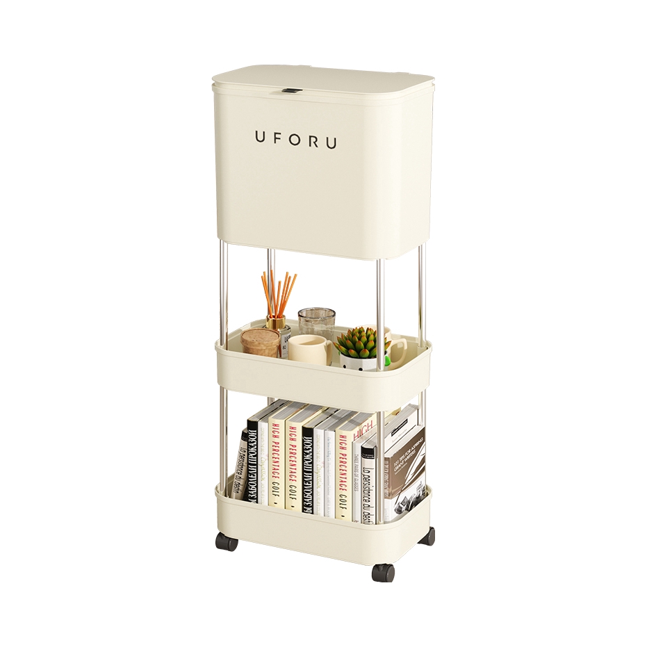推荐商品：UFORU 简约现代风 塑料材质 小推车多功能杂物收纳盒 B3008
