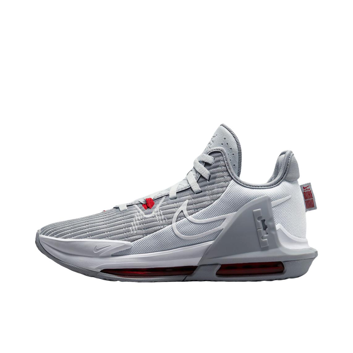 推荐商品：Nike Lebron Witness 6 詹姆斯 实战训练 减震支撑 圆头 舒适透气 防滑耐磨 时尚百搭 篮球鞋 低帮/灰色/白色