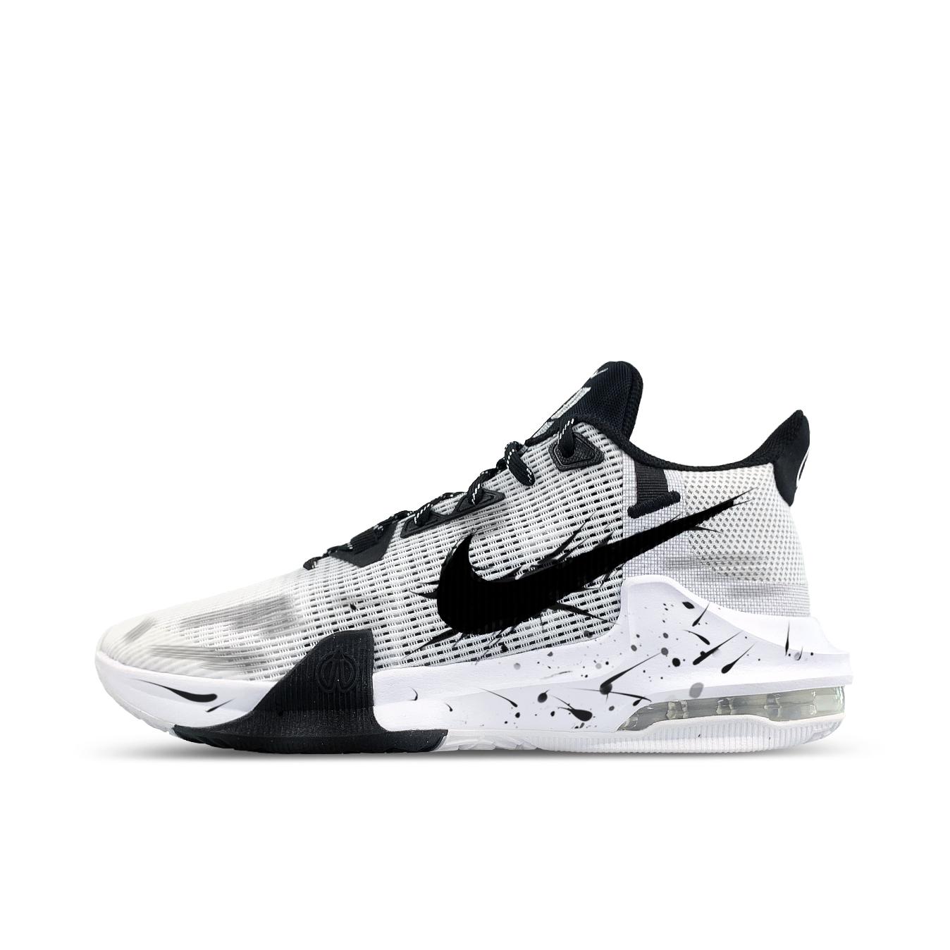 推荐商品：【定制球鞋】Nike Air Max Impact 3 实战 舒适减震 防滑耐磨 时尚潮流 百搭 篮球鞋 黑钩泼墨