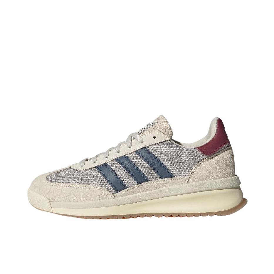 推荐商品：【王安宇同款】adidas Originals SL72 RTN 复古 防滑耐磨 系带 低帮 运动休闲鞋 粉白/麻灰/棕红