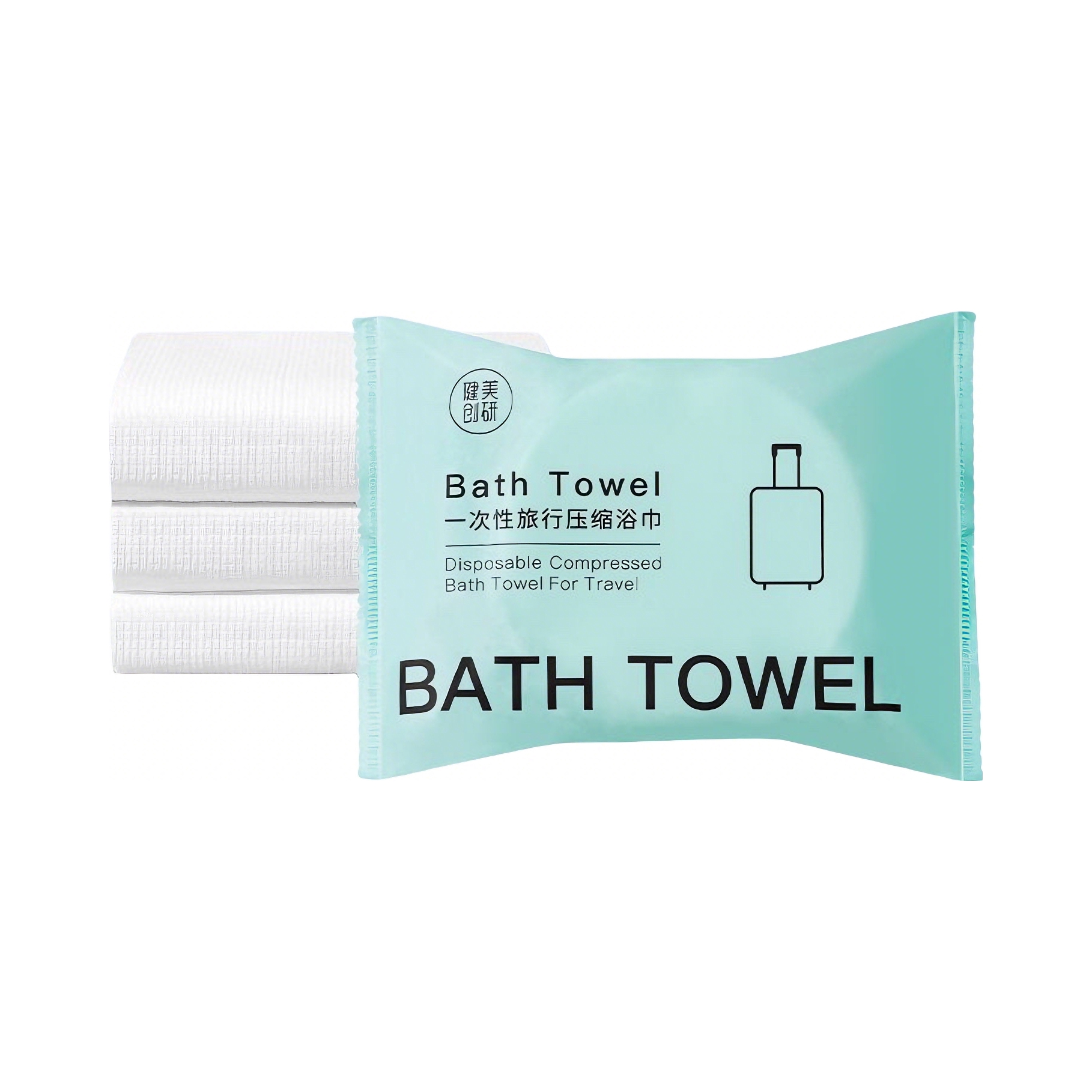 推荐商品：巴迪高 001 植物纤维 加厚80% 海盐蓝一次性压缩浴巾 出差旅行