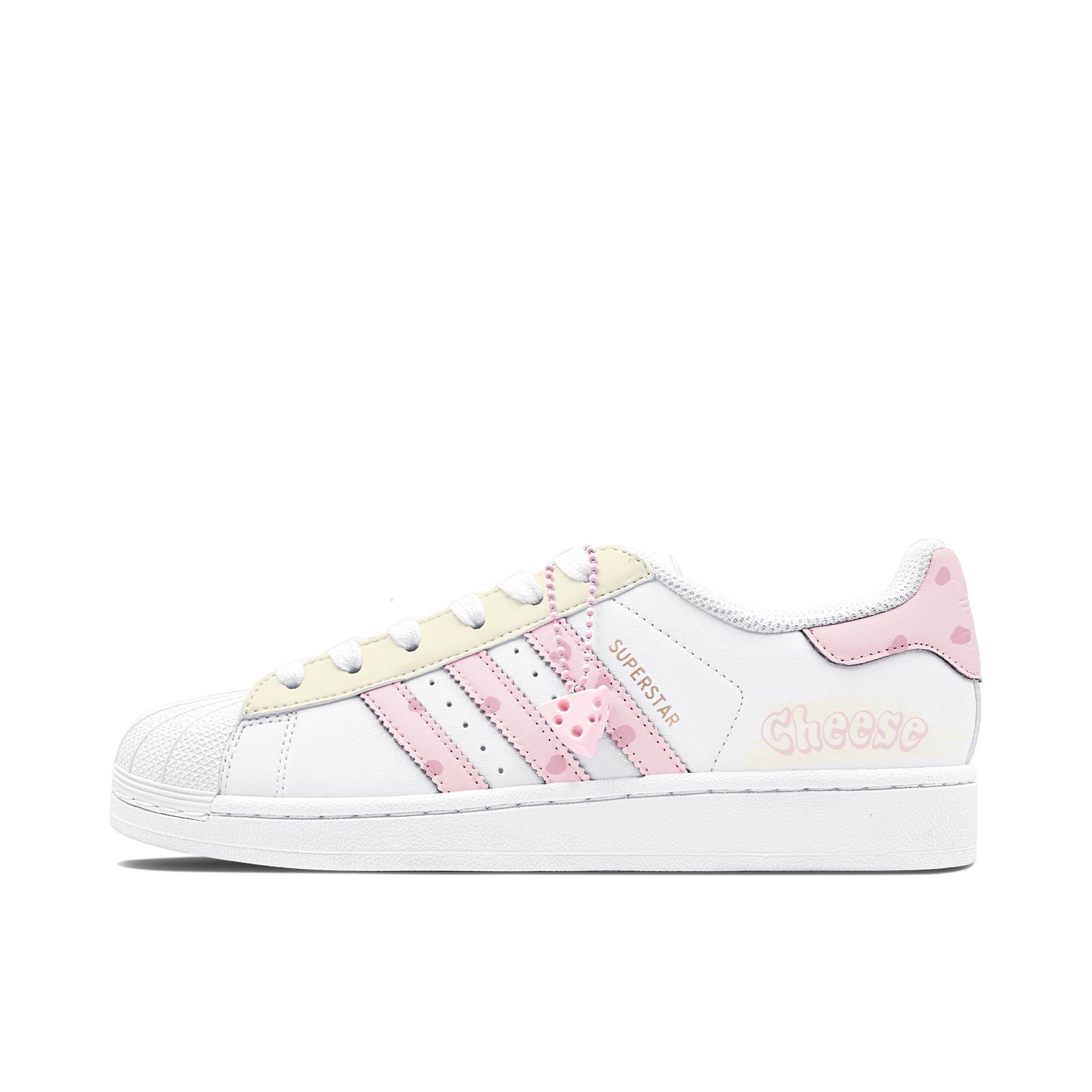 推荐商品：【定制球鞋】 adidas Originals Superstar 板鞋 防踢减震防滑耐磨百搭潮流时尚合成革贝壳头 樱桃奶油