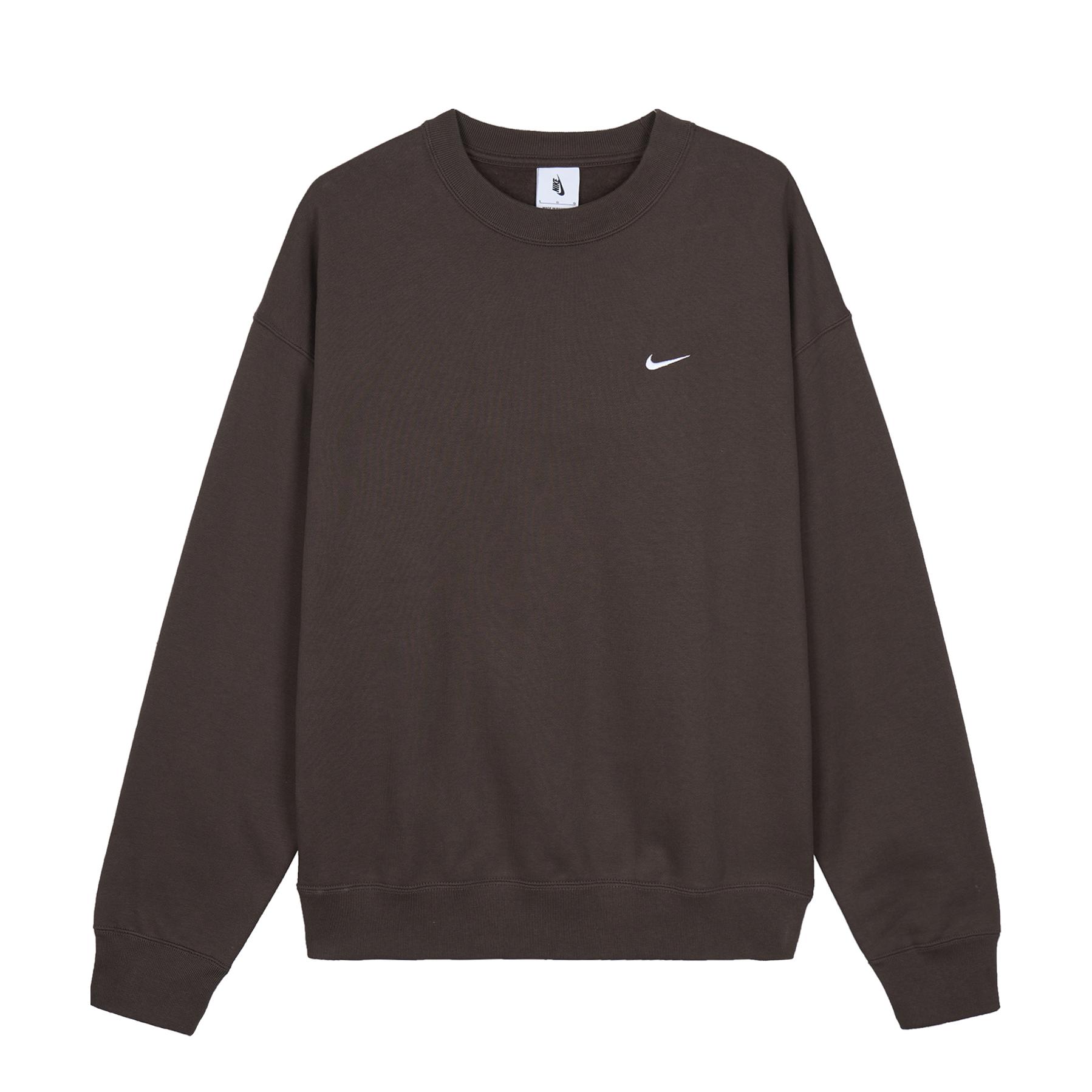 【戴维斯同款】Nike 内里加绒保暖小勾文艺风手工刺绣长袖圆领套头针织卫衣 DX1362 棕