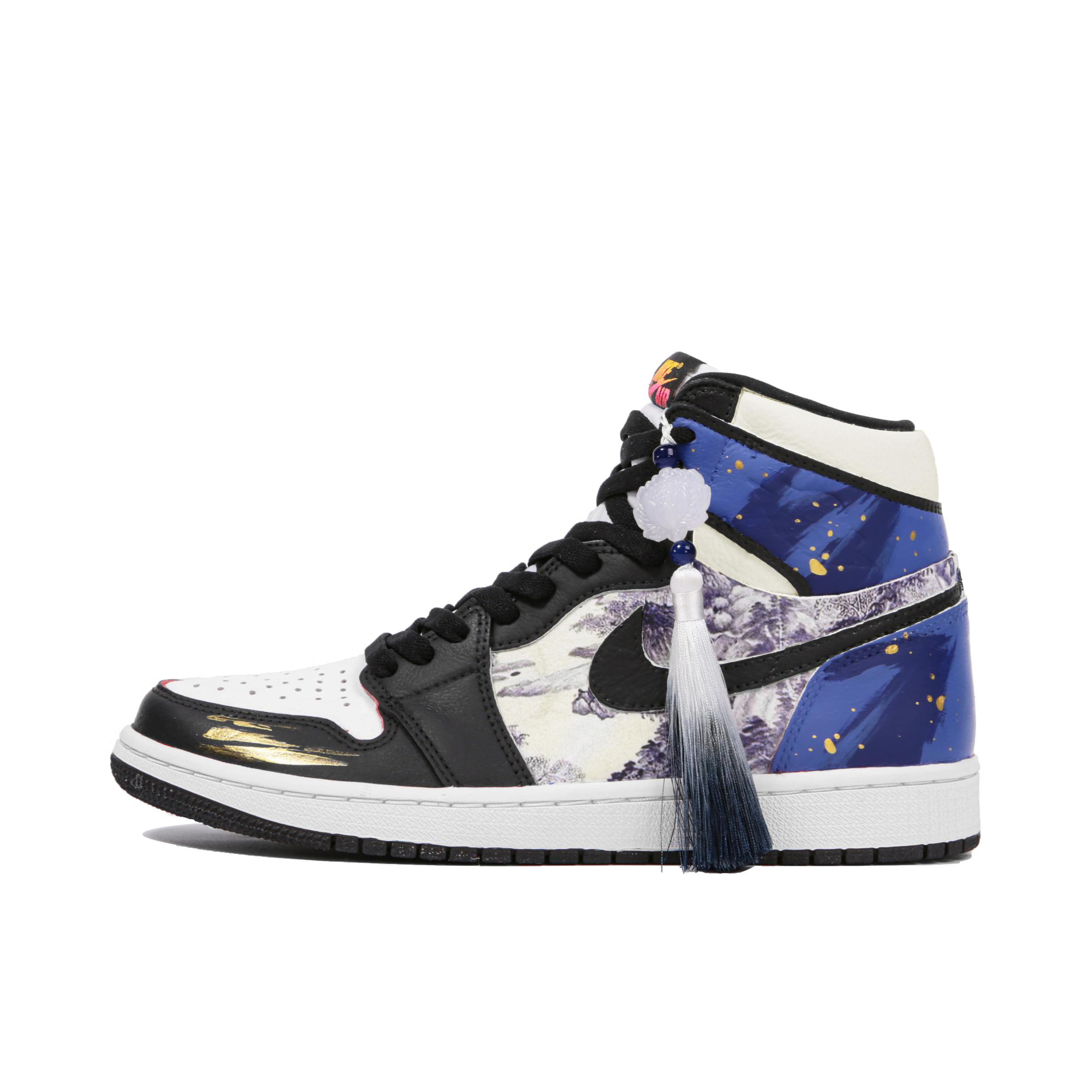 推荐商品：【定制球鞋】Air Jordan 1 减震 耐磨 透气 平跟 复古 潮流 简约 包裹性 防滑 轻便 支撑 增高 板鞋 烫金青瓷