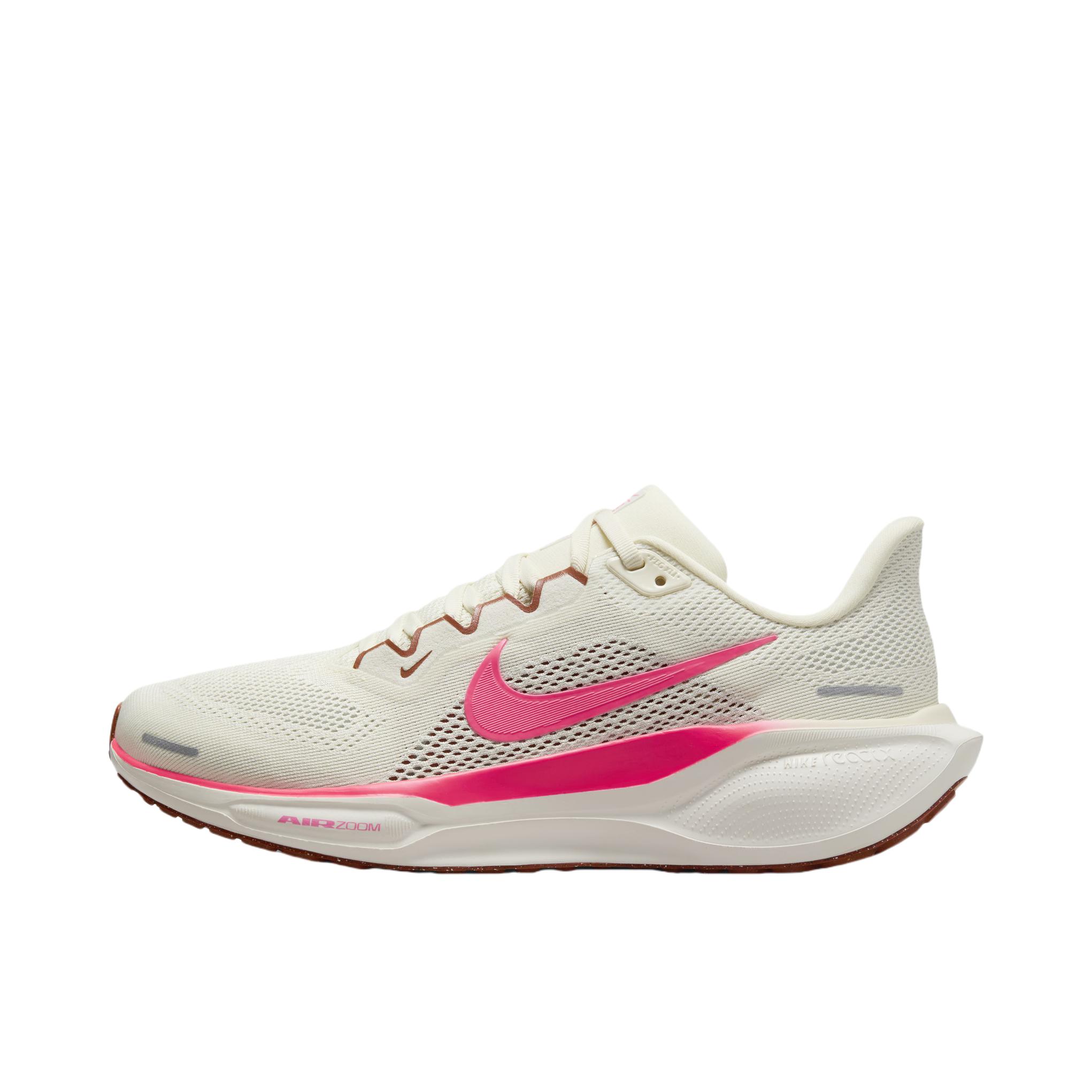 推荐商品：Nike Air Zoom Pegasus 41 飞马 跑鞋 ReactX泡绵缓震透气轻便回弹训练防滑马拉松短跑支撑贴合耐用 椰奶色/潘趣红/尘光子色/帆白/暗赤褐