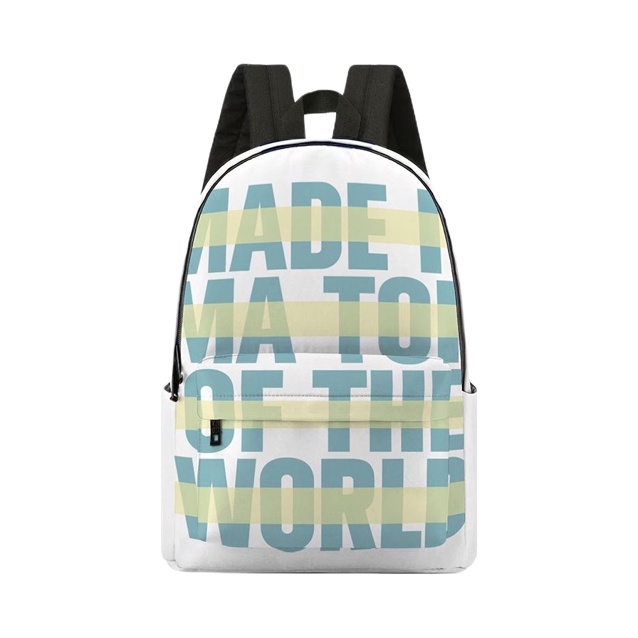 推荐商品：ONRF x SOUNDBYTE 联名款多夹层字母英文印花大容量防泼水耐脏条纹尼龙初高中学生书包涤纶双肩包