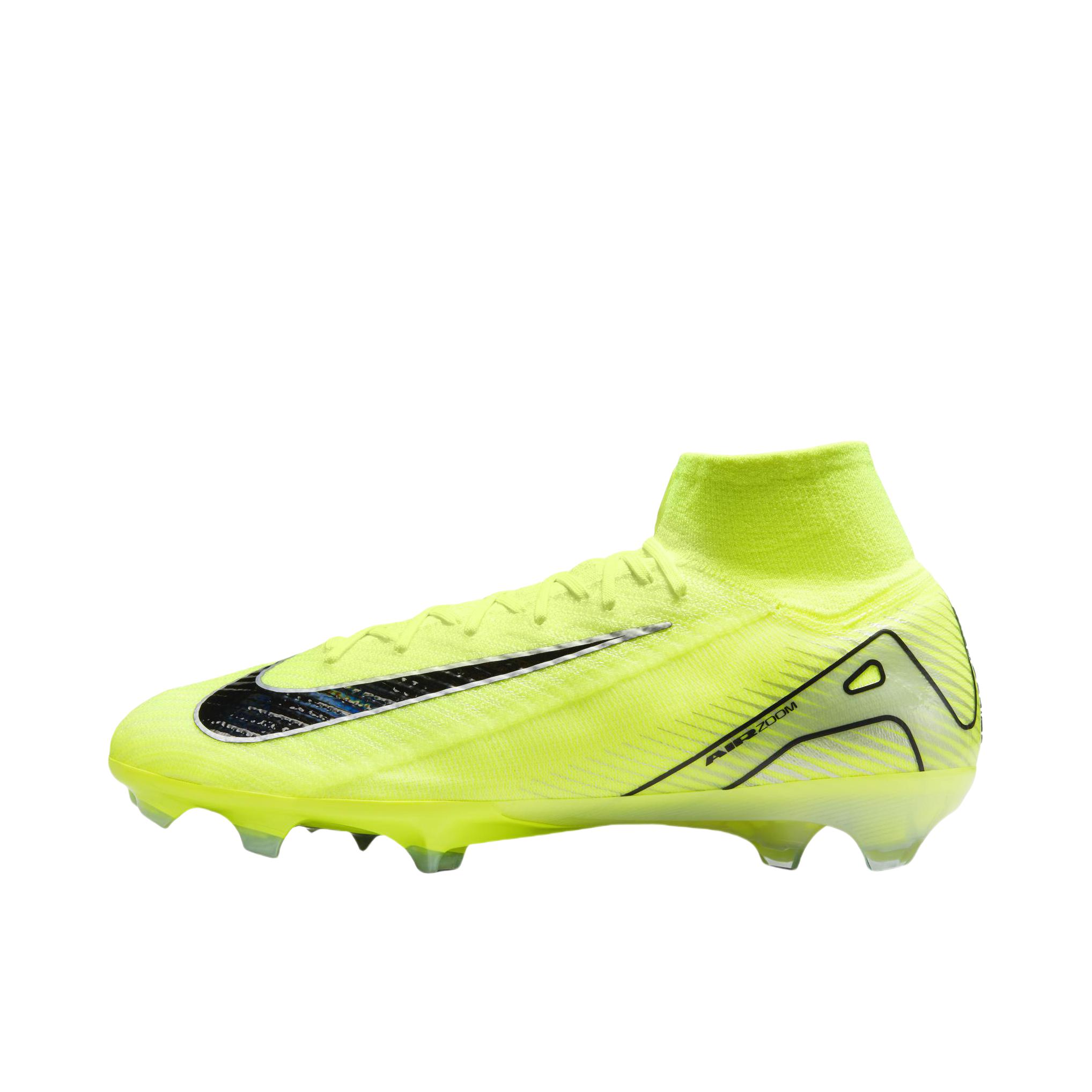 推荐商品：Nike Mercurial Superfly 10 Eilte FG 顶级 胶质长钉 硬天然草场 防滑耐磨 足球鞋 荧光黄/黑色