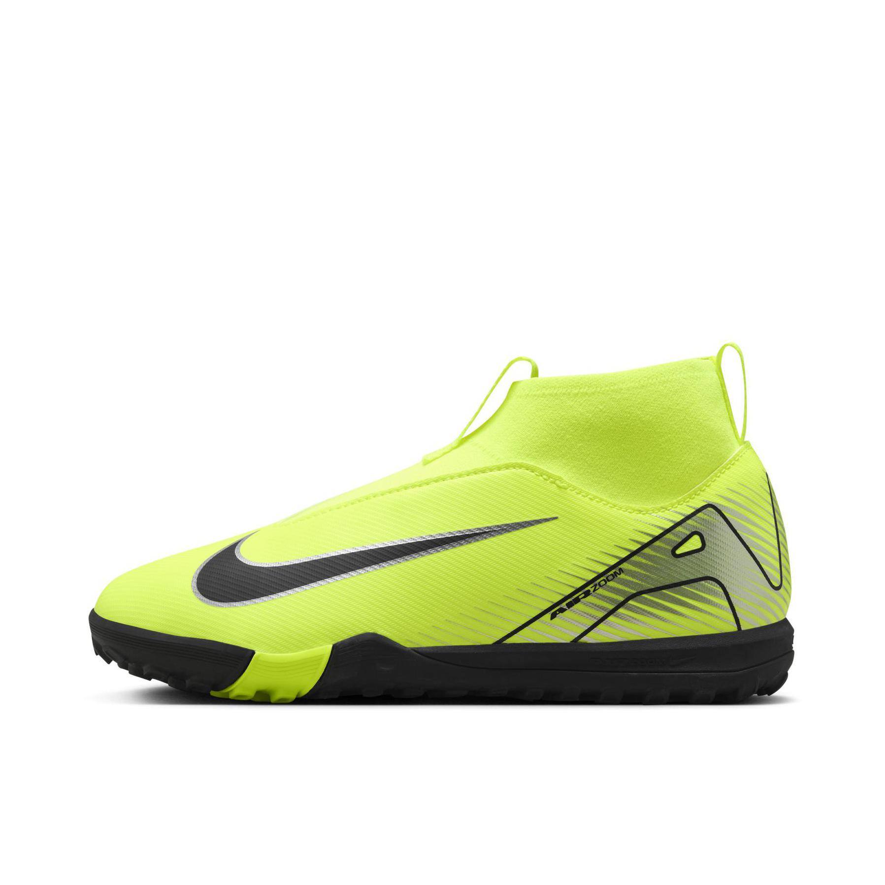 推荐商品：Nike Mercurial Superfly 10 Academy TF 中端 胶质碎钉 人造草地 包裹性 足球鞋 大童/荧光黄/黑色