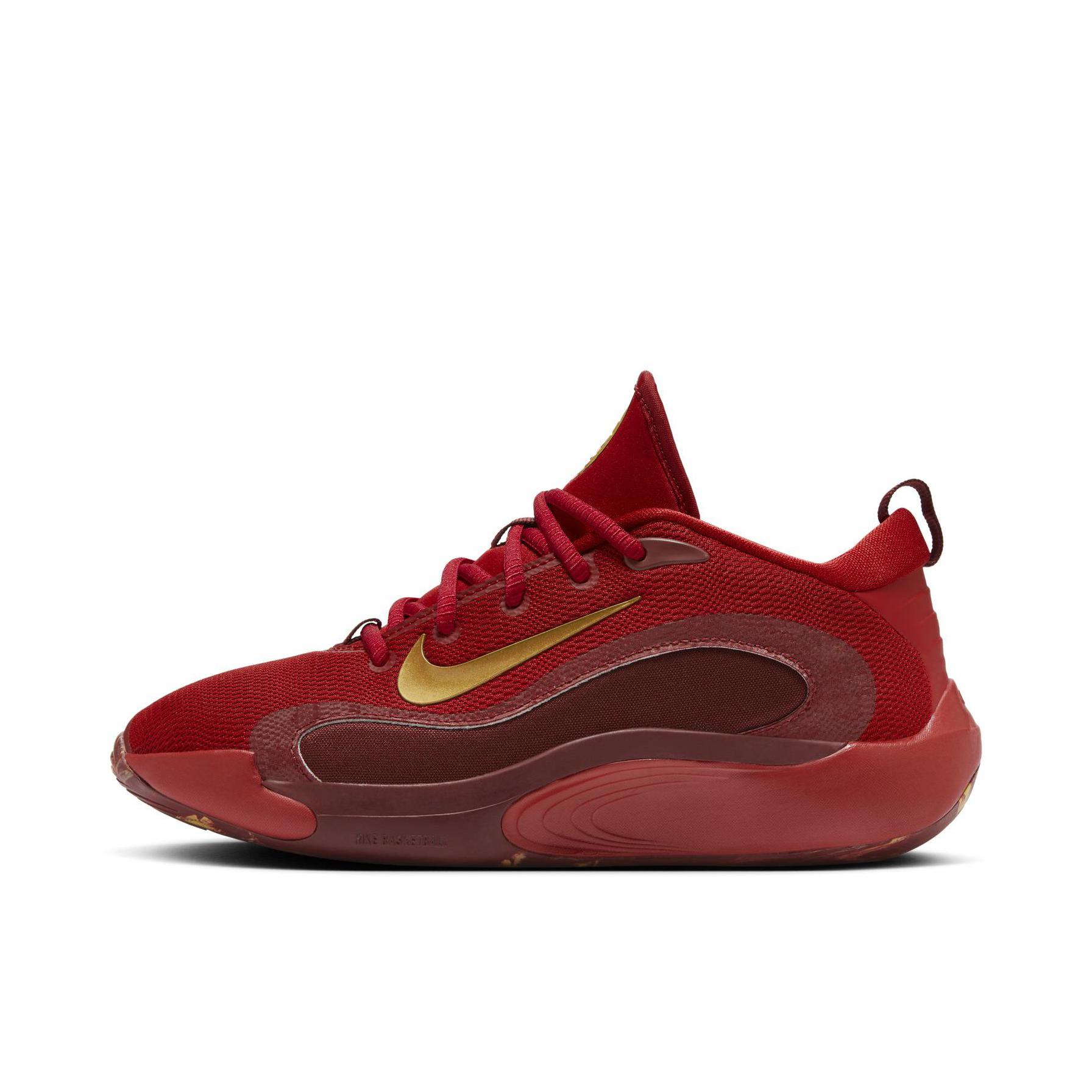 推荐商品：Nike IsoFly 舒适轻便 网面透气 缓震回弹 防滑耐磨 时尚百搭 篮球鞋 大童/健身红/队红/暗队红/金属金