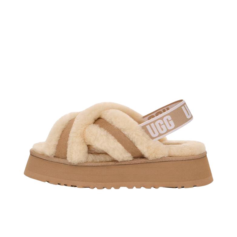 推荐商品：UGG Disco Cross Slide 舒适透气 休闲时尚 一字拖鞋 沙色