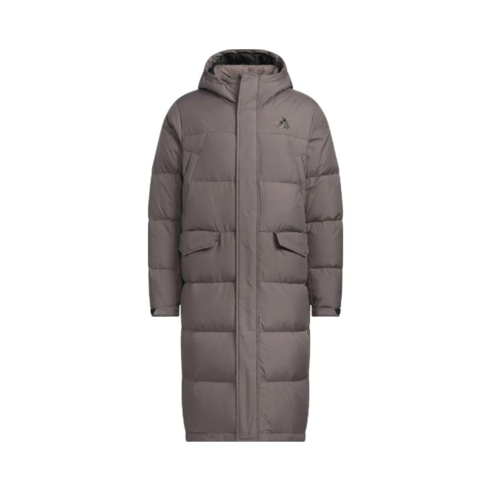 Adidas/阿迪达斯 LONG DOWN拒水防风保暖连帽鸭绒530蓬羽绒服 JW6742 岩灰