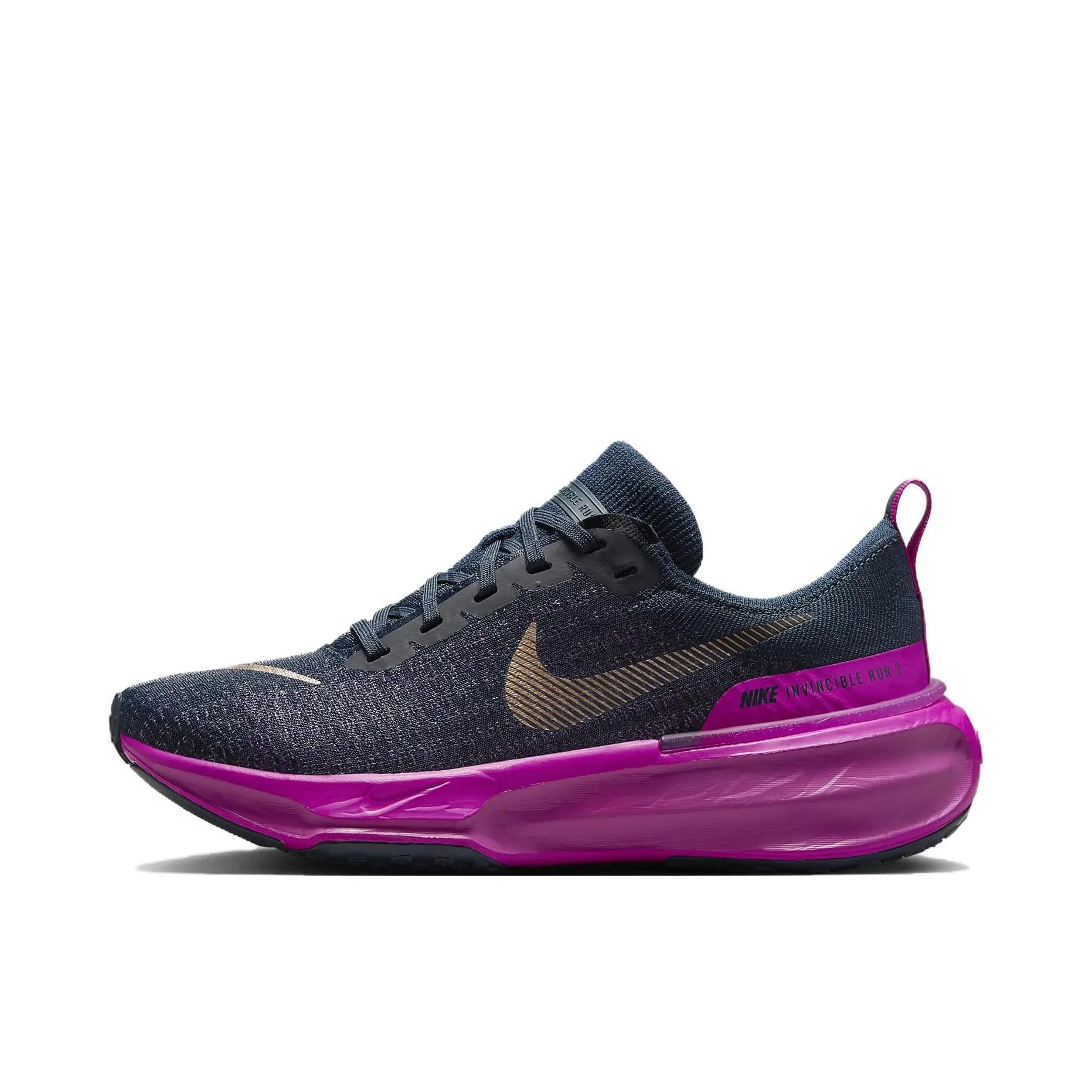 推荐商品：Nike Invincible 3 跑鞋 透气缓震织物运动支撑训练轻便平跟 蓝紫色