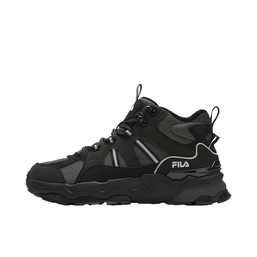 推荐商品：FILA/斐乐  Trek 1S  防滑耐磨 舒适减震 网布 运动休闲 织物 合成革 复古  老爹鞋 男款/加绒/黑色/锻铁灰