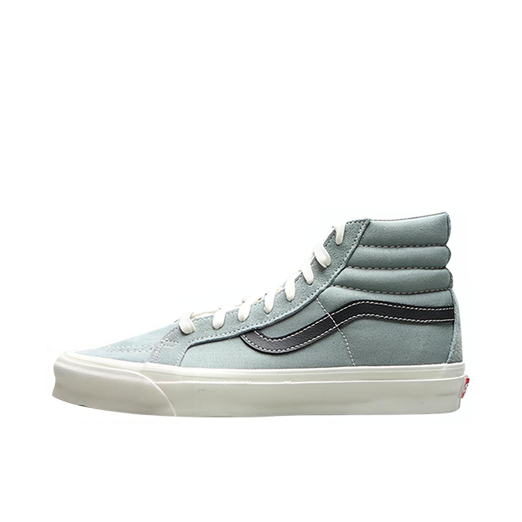 推荐商品：Vans/范斯 SK8-Hi 板鞋 潮流经典拼接复古街头厚底 雾霾蓝/黑色