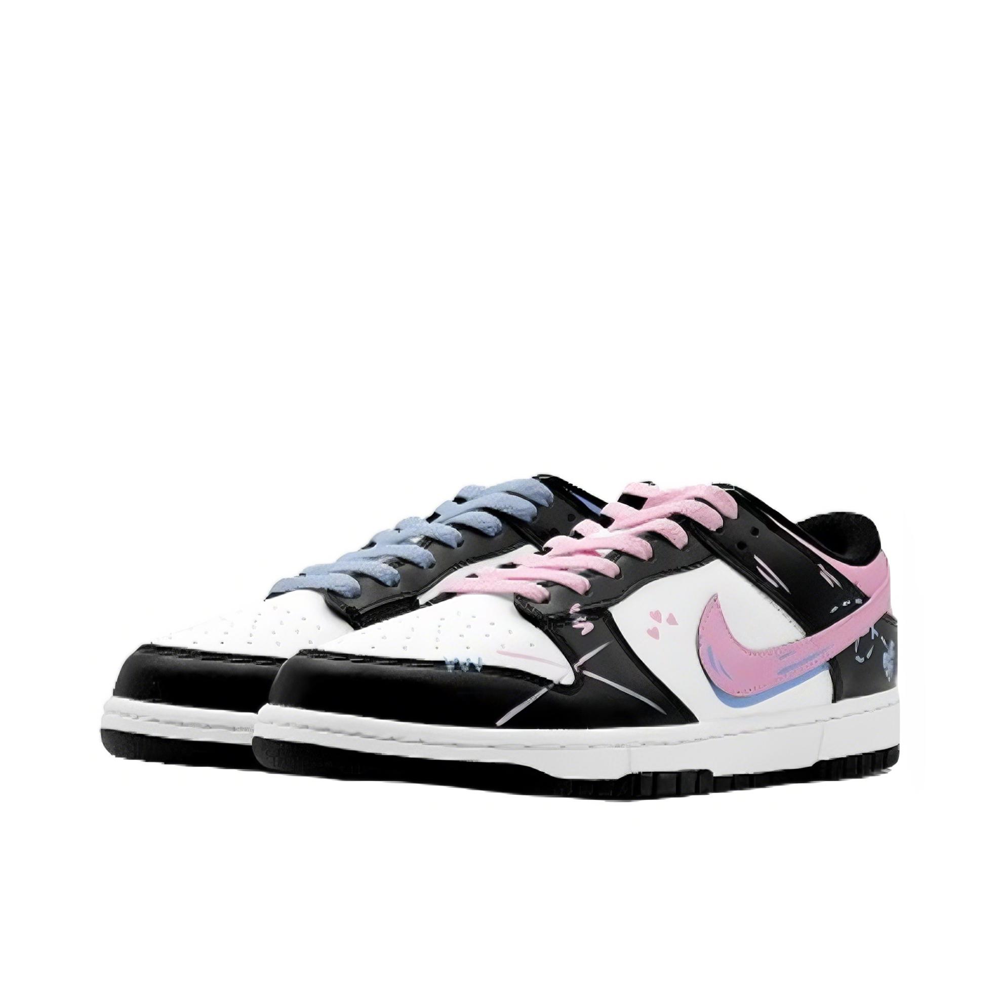 推荐商品：【定制球鞋】 Nike Dunk 板鞋 平跟系带防滑耐磨做旧高街简约百搭潮流复古美式 男款/鸳鸯涂鸦