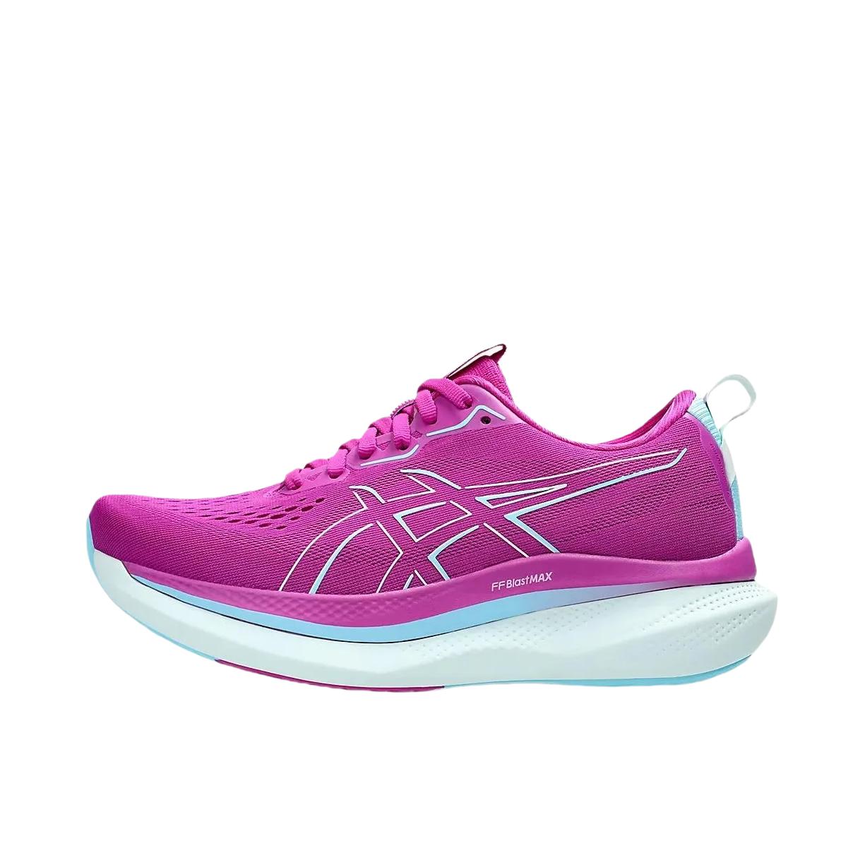 推荐商品：Asics/亚瑟士 Glideride MAX 防滑耐磨 缓震回弹 舒适轻便 低帮 圆头 厚底 百搭时尚 跑鞋 女款/大胆的洋红色/舒缓的海蓝色 