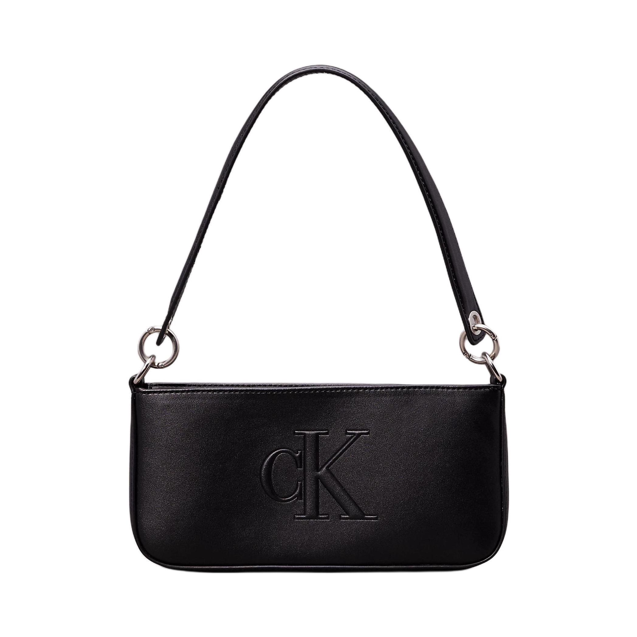 推荐商品：CALVIN KLEIN 品牌压花标识拉链开合聚氨酯手提单肩包