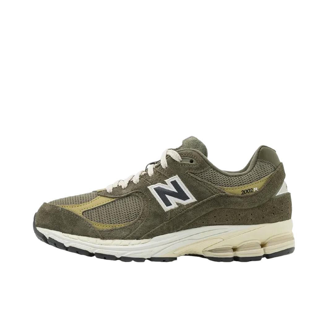 推荐商品：New Balance 2002R 跑鞋 缓震防滑耐磨透气复古拼接防水气垫慢跑支撑 D宽/绿色/黑色