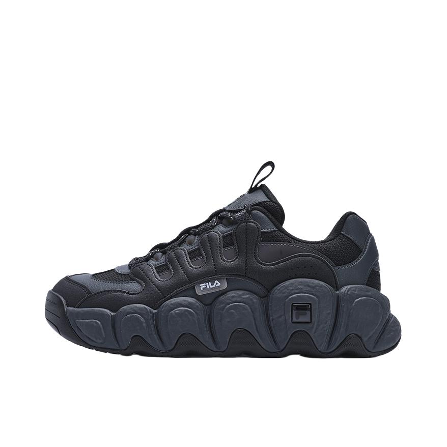 推荐商品：FILA/斐乐 Croissant 老爹鞋 面包鞋 厚底增高防滑耐磨圆头复古百搭 男款/影黑灰/黑色