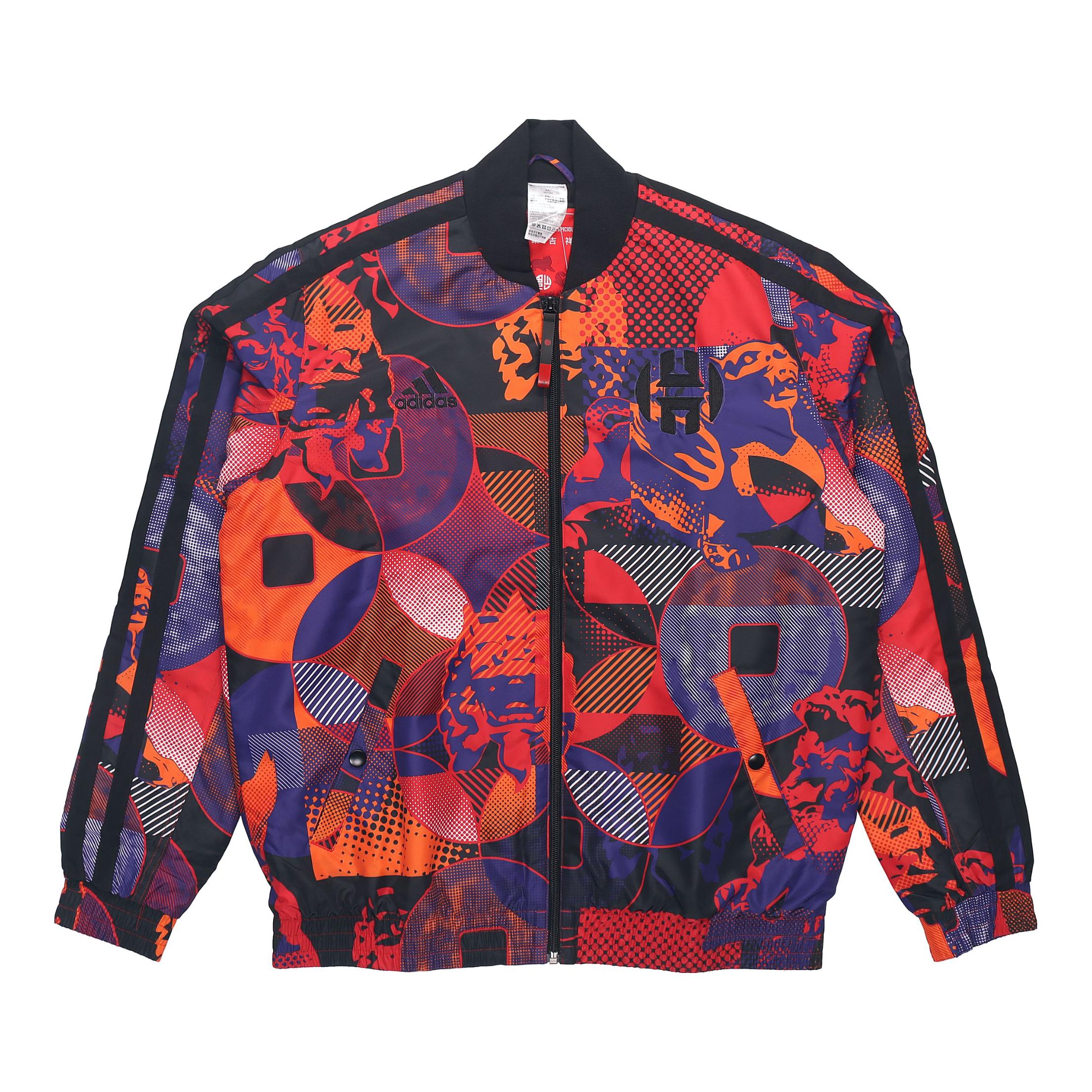 adidas Originals 印花图案长袖立领防风梭织篮练夹克 GQ2832