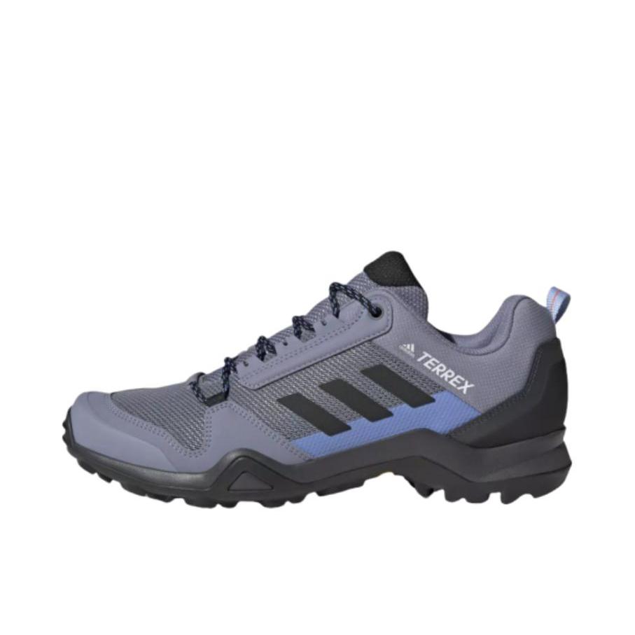 推荐商品：adidas  Terrex AX3  户外 防滑耐磨 时尚潮流  登山鞋 徒步鞋 银灰紫罗兰/融合蓝/黑色