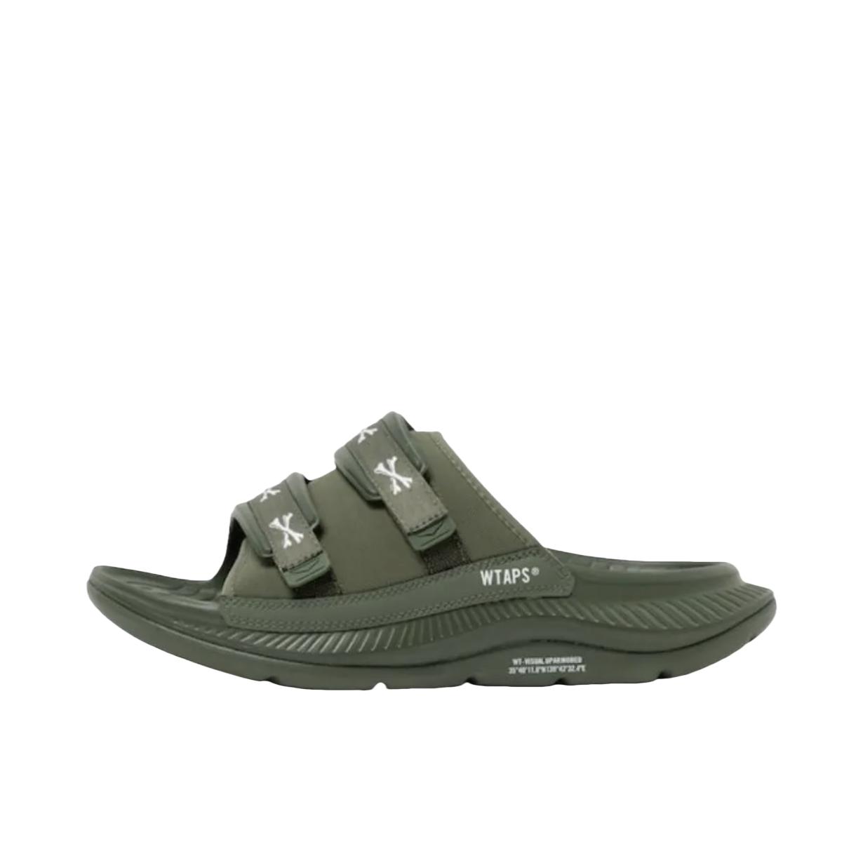 推荐商品：HOKA ONE ONE Ora Luxe 防滑耐磨 轻便透气 缓震 运动 一字 橡胶底 一脚蹬 涉水 拖鞋 WTAPS联名/绿色