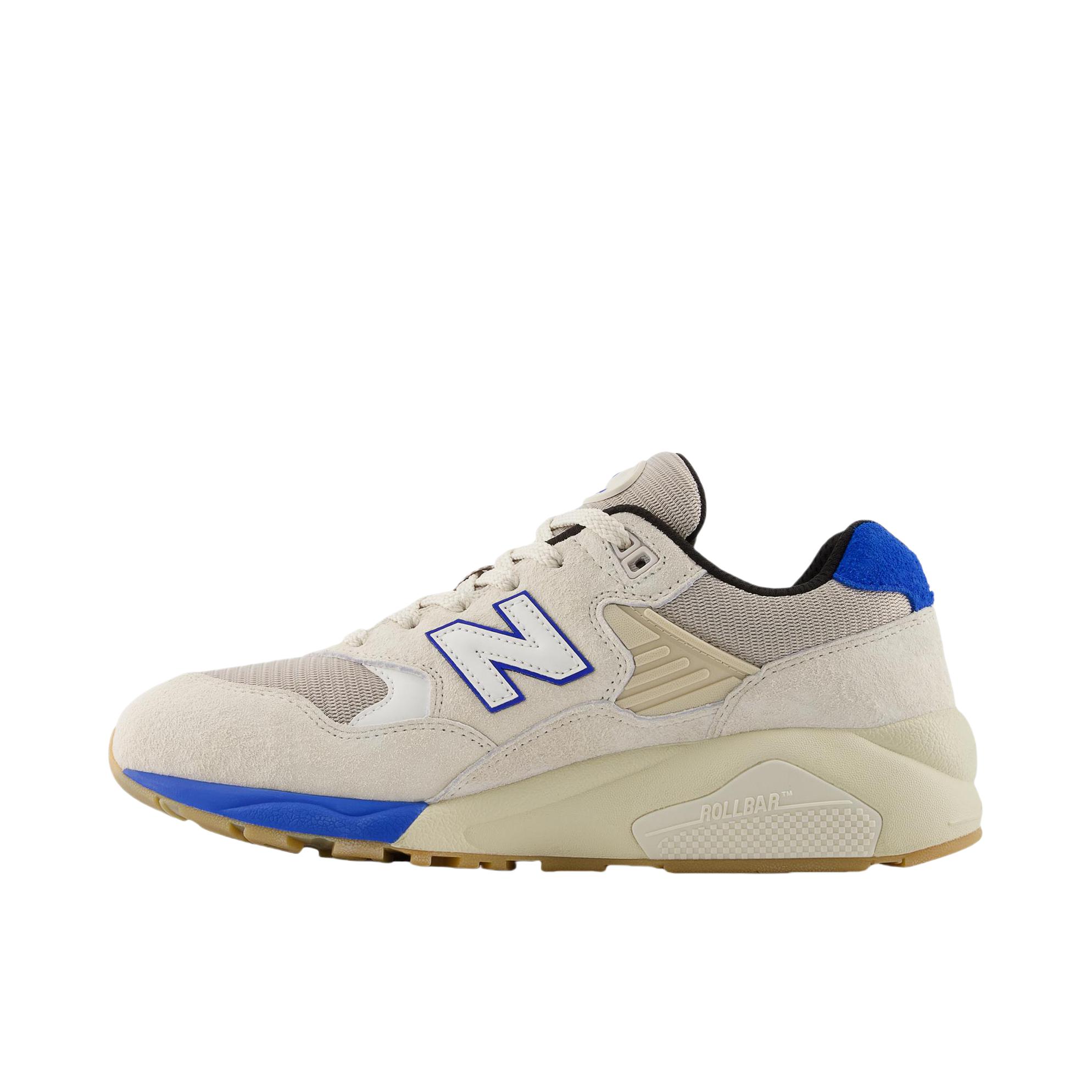 推荐商品：New Balance 580 潮流复古 减震防滑 轻便透气 耐磨 舒适 织物 低帮百搭 运动休闲鞋 D宽/蓝色/白色
