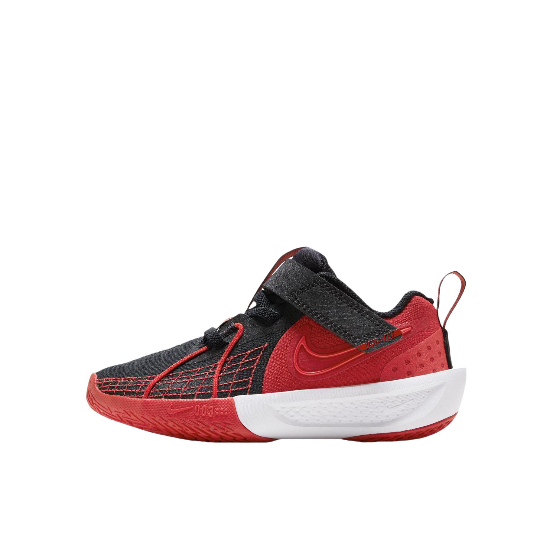 推荐商品：Nike Air Zoom G.T.CUT 3 魔术贴 防滑耐磨 舒适减震 易穿脱 儿童篮球鞋 透气 小童/黑色/大学红/白色