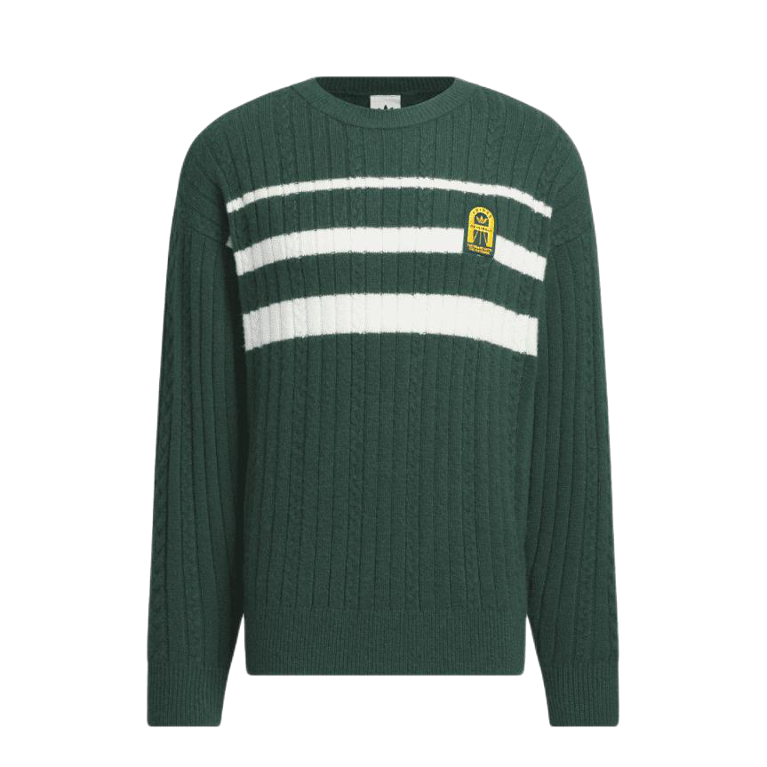 adidas Originals/三叶草 SPO复古套头圆领条纹卫衣 矿物绿