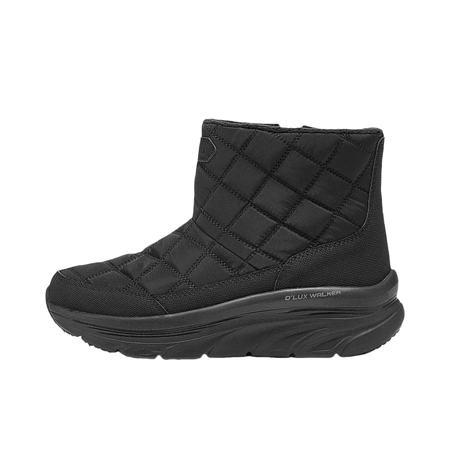 推荐商品：Skechers/斯凯奇 D'lux Walker 防滑耐磨 舒适缓震 高帮 厚底 简约 运动休闲鞋 女款/全黑色 