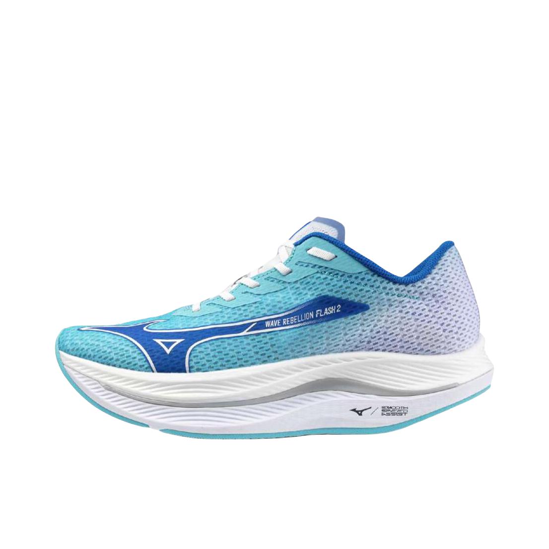 推荐商品：Mizuno/美津浓 Wave Rebellion Flash 2 缓震 防滑耐磨 舒适透气 复古百搭 时尚潮流 跑鞋 蓝色