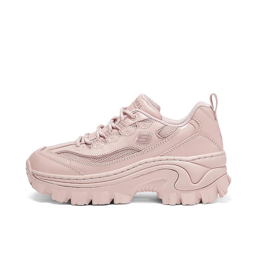 推荐商品：Skechers/斯凯奇  Hi Ryze  熊猫鞋 增高运动鞋 老爹鞋  系带高帮舒适透气防滑耐磨百搭时尚潮流  女款/雾粉蜜糕