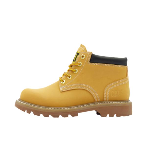 推荐商品：Cat B4C  防泼溅 短筒 牛剖层革 经典牛皮 时尚百搭 增高 中高帮 轻户外  登山鞋 工装靴 大黄靴 马丁靴 黄色