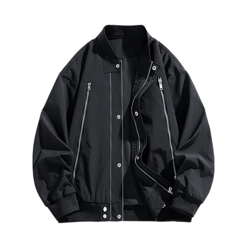 维路雅 棒球美式高街工装飞行员夹克外套 男女同款 24HTJ220 黑