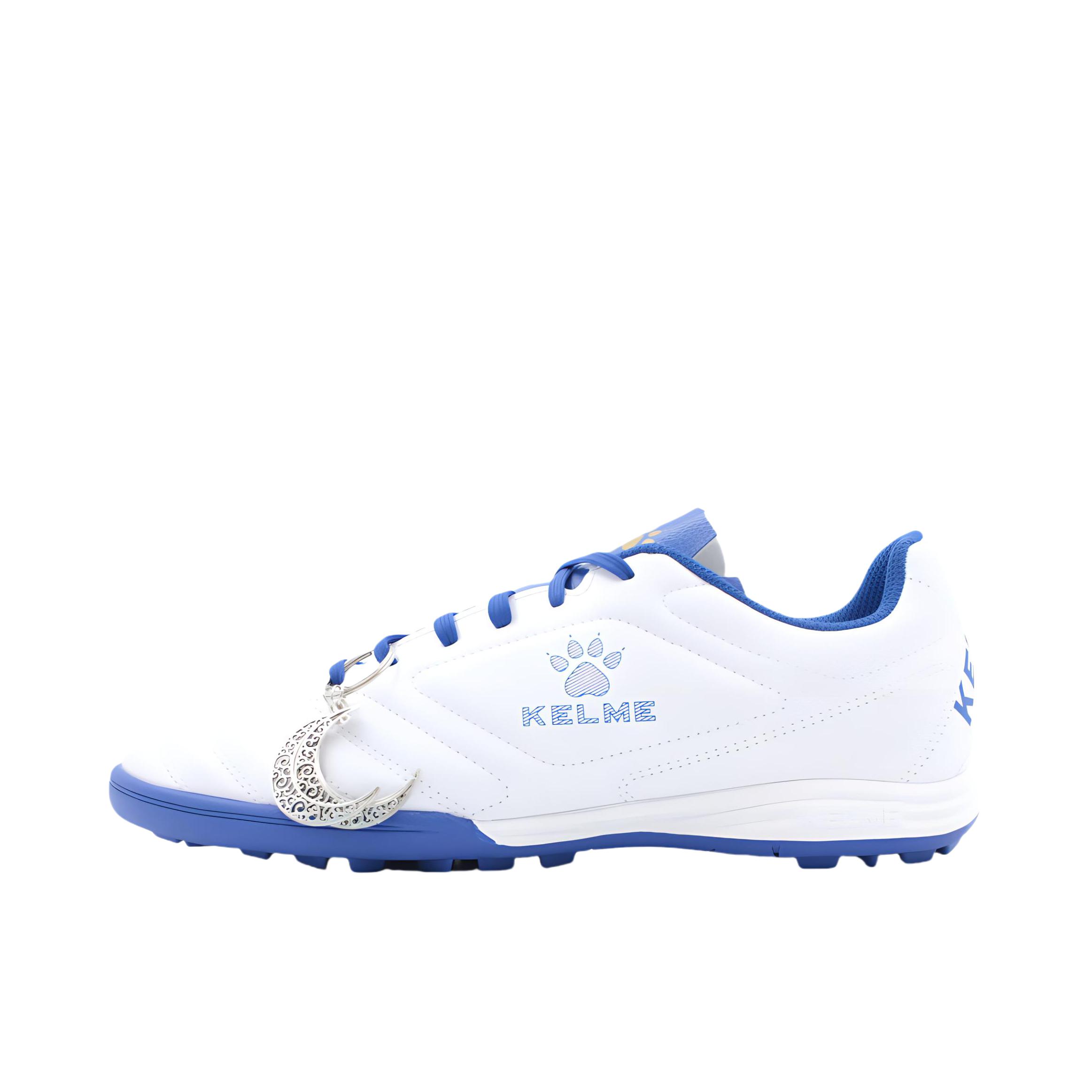 推荐商品：【定制球鞋】KELME/卡尔美 青训系列 TF 碎钉 防滑 防水 足球鞋 871701 白色/宝蓝色