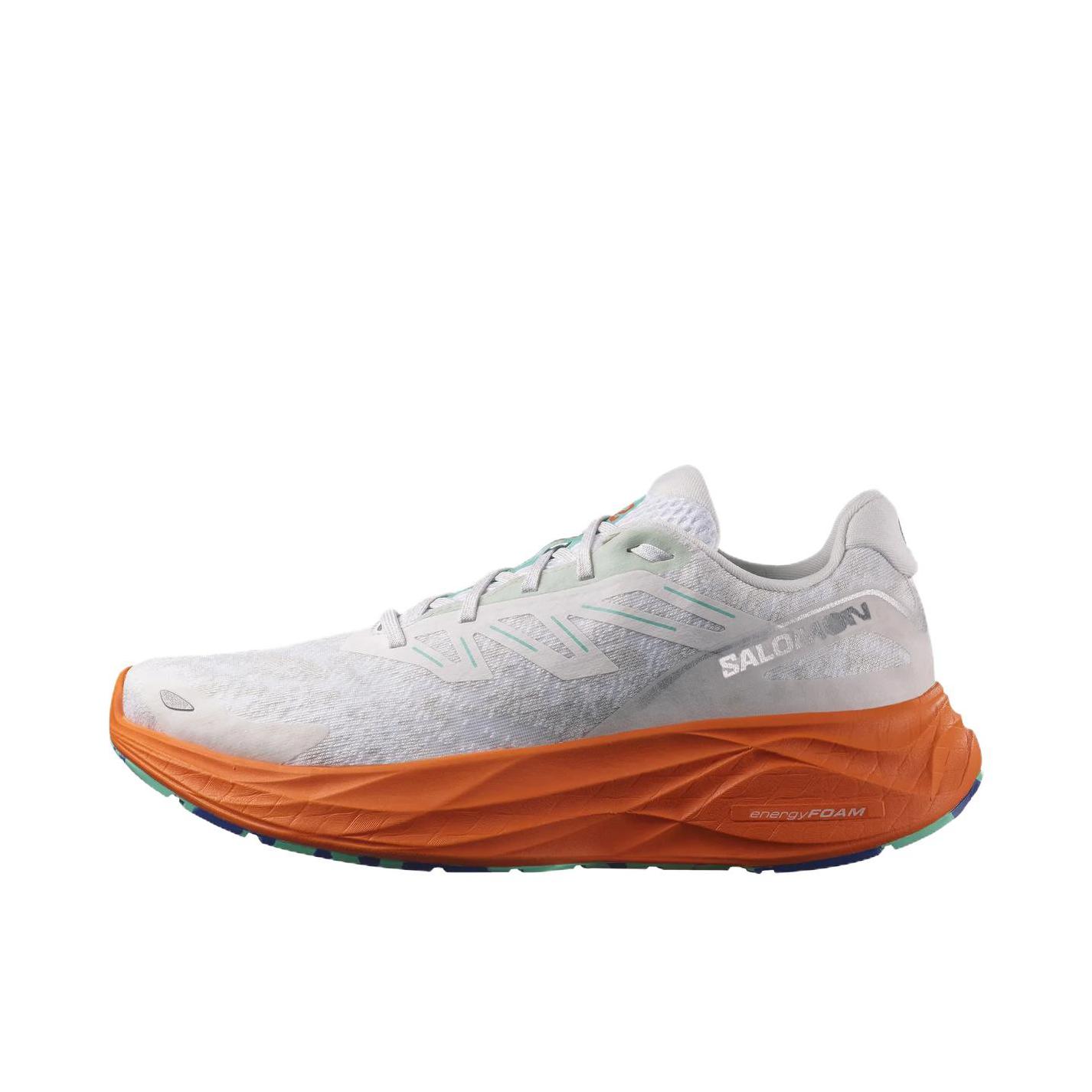 推荐商品：Salomon/萨洛蒙 Aero Glide 2 户外 防滑耐磨 缓震透气 稳定支撑 舒适百搭 跑鞋 男款/白色/橙色