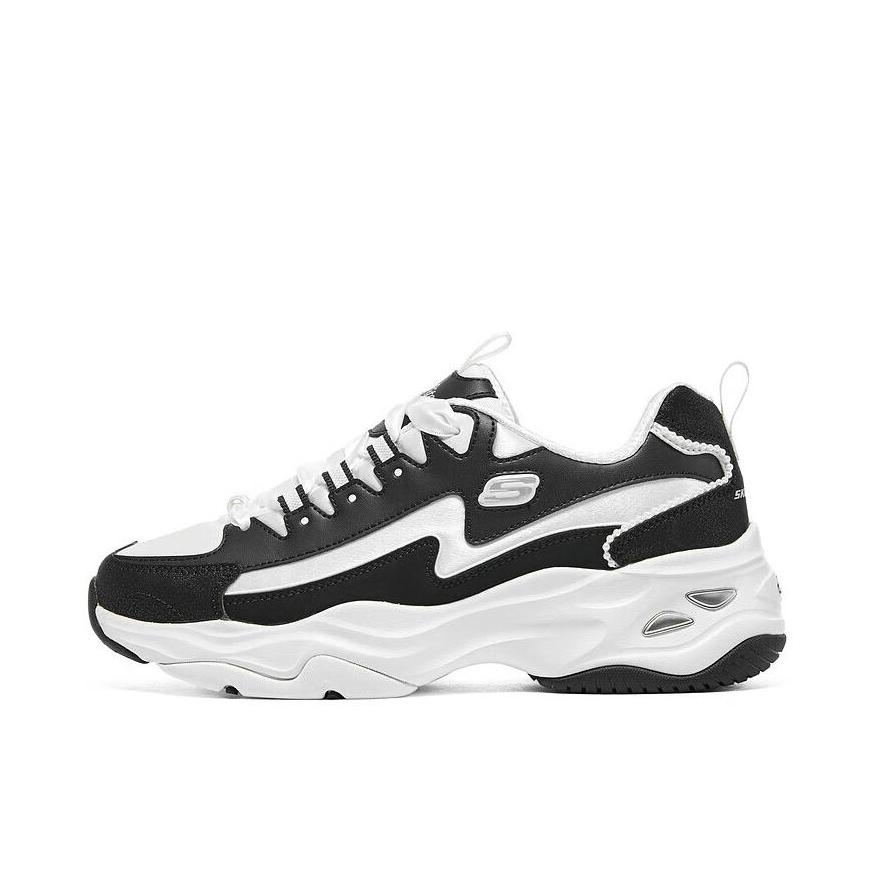 推荐商品：【赵露思同款】 Skechers/斯凯奇 D'Lites 4.0 老爹鞋 熊猫鞋 跑鞋 减震耐磨网面透气复古时尚增高厚底绑带运动休闲 女款/纯黑/白色