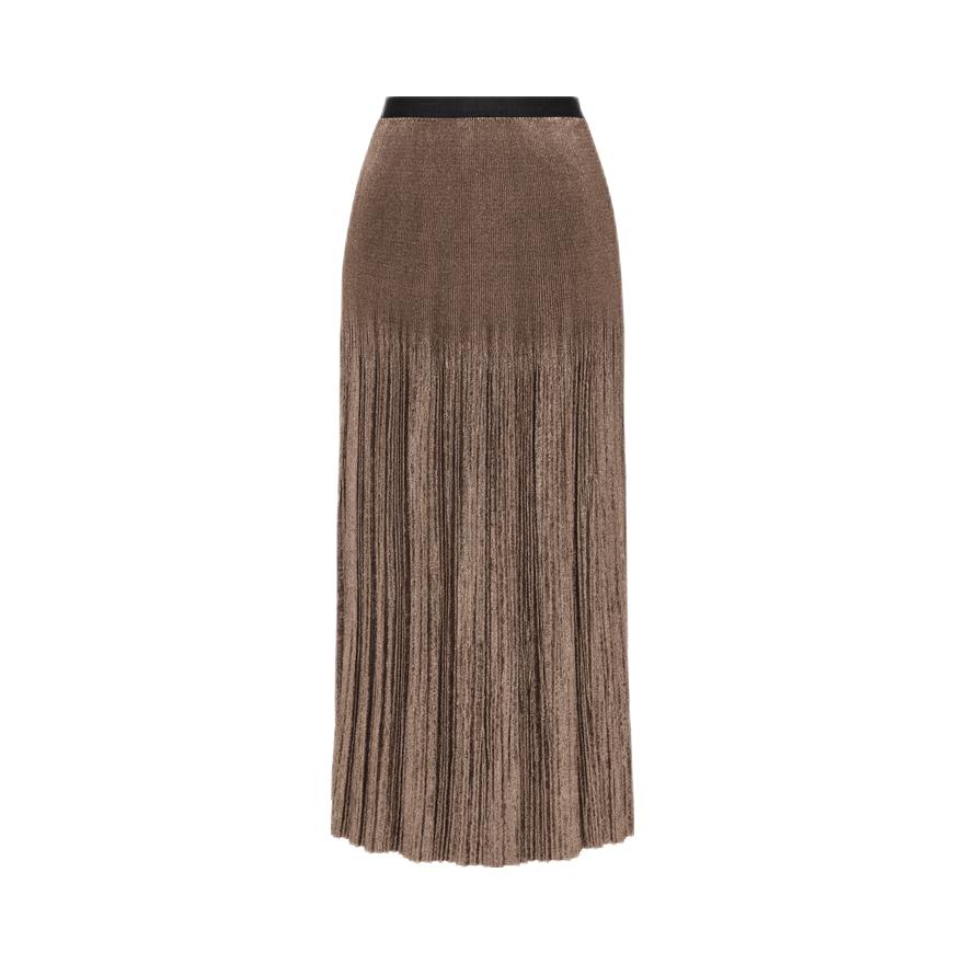 推荐商品：EP/雅莹  高腰弹力鎏金百褶半身长裙 女装 EGJIA3409A 金