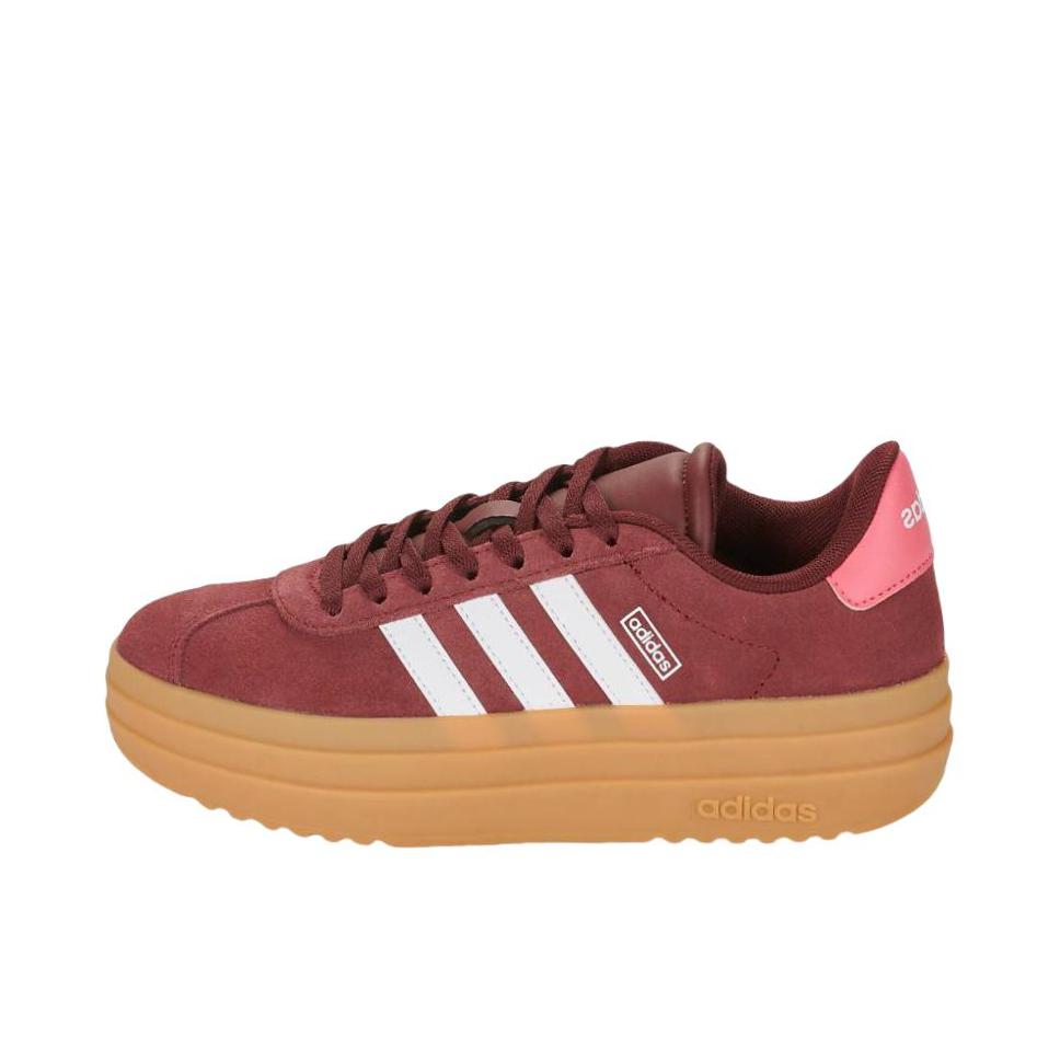 推荐商品：adidas VL Court Bold T头鞋 德训鞋 板鞋 舒适百搭复古防滑耐磨轻便厚底增高贴合圆头 大童/暗红色 